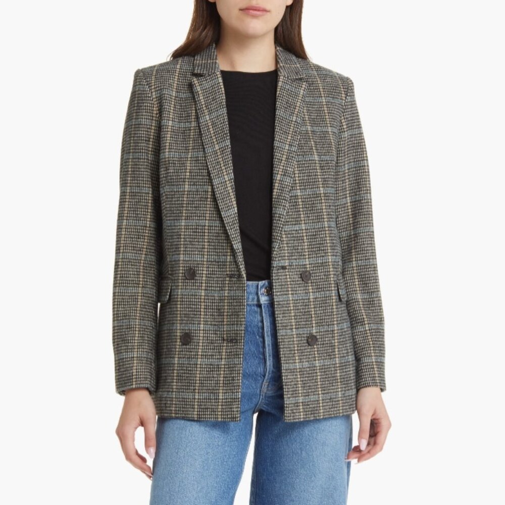 New Rails Cody Houndstooth Check Double Breasted … - image 1